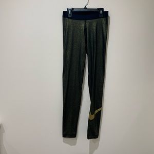 Nike Black & Gold Shimmery Leggings Size M